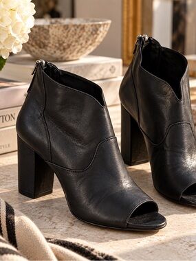 Cordani Black Peep Toe Ankle Booties